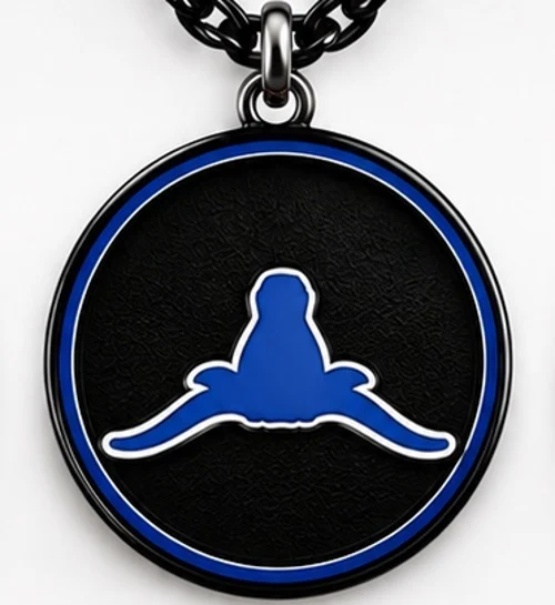 Blue and black upside-down horn pendant